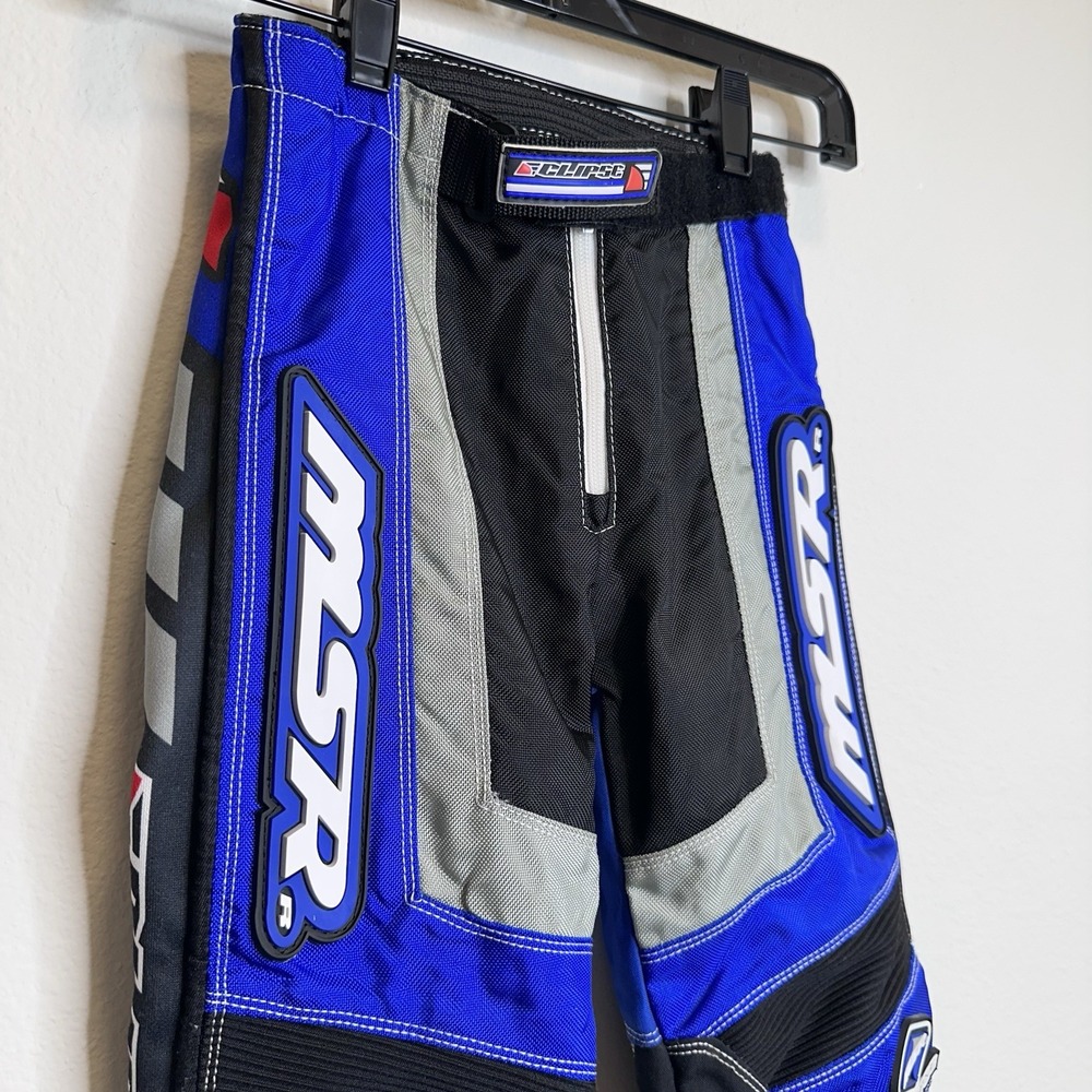 MSR Eclipse Motor Cross Racing Pants Blue Black Adjustable Waist Size 22 in - Picture 2 of 5